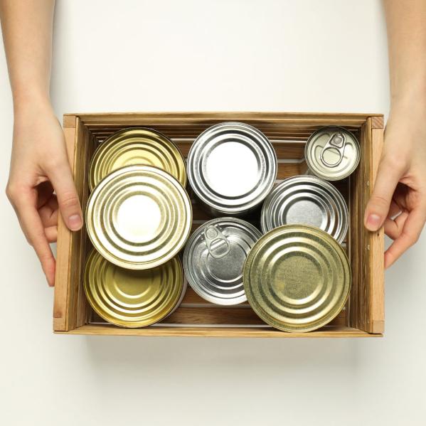 cans of food in box