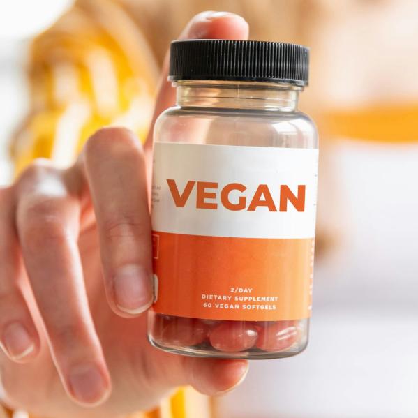 vegan pills in container